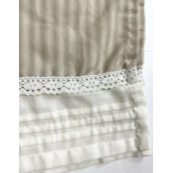 1 Ellery Home Brown Tan Ivory Valance Striped Short Curtain Lace Window Decor - Picture 3 of 6